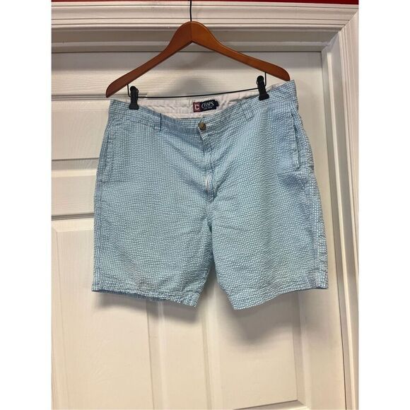 Chaps Blue & White Seersucker Shorts sz 38 - Picture 1 of 6